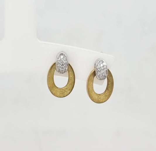 9ct Yellow and White Gold Diamond Earrings