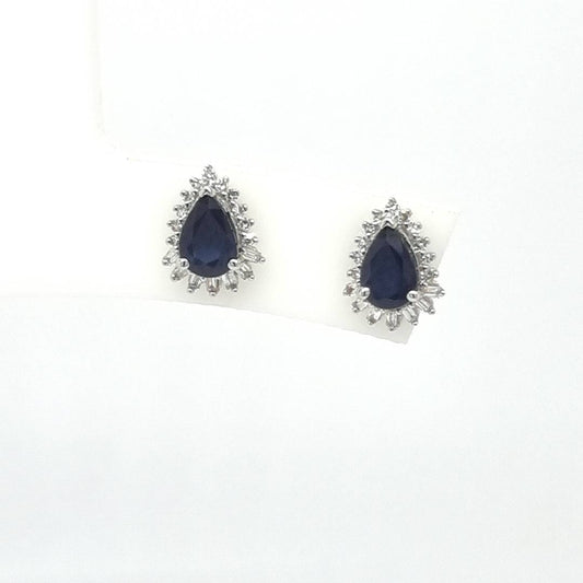 Sapphire and Diamond Stud Earrings