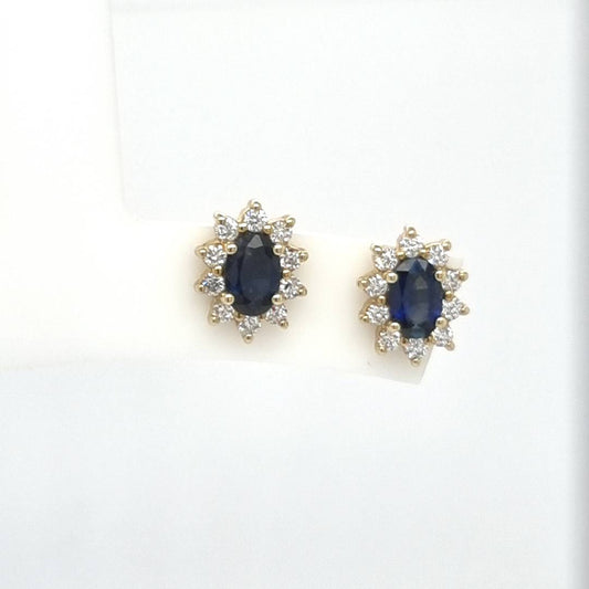 Sapphire and Diamond Stud Earrings