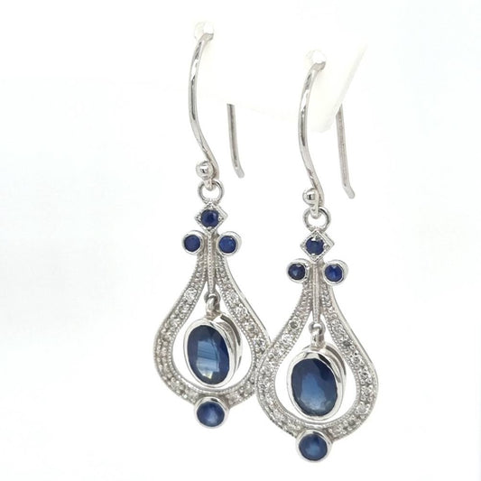 Sapphire and Diamond Drop Earrings