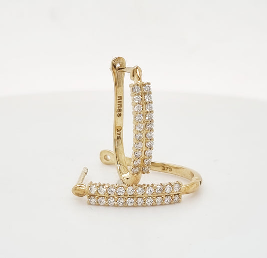 9ct Yellow Gold Diamond Hoop Earrings