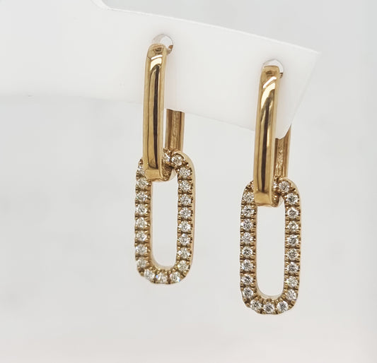 9ct Yellow Gold Diamond Hoop Earrings