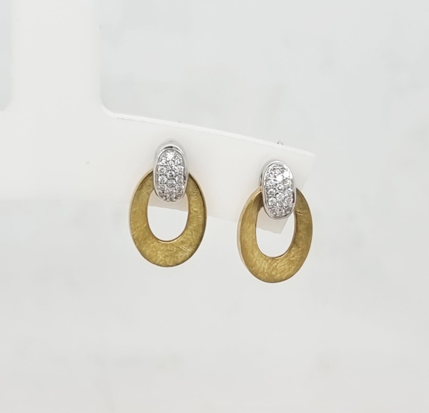 9ct Yellow and White Gold Diamond Earrings
