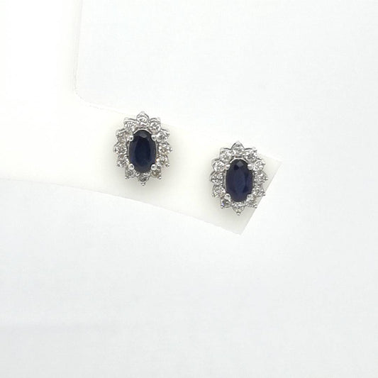Sapphire and Diamond Stud Earrings