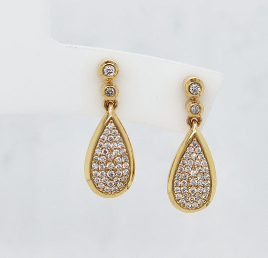 18ct Yellow Gold Oval Diamond Earrings