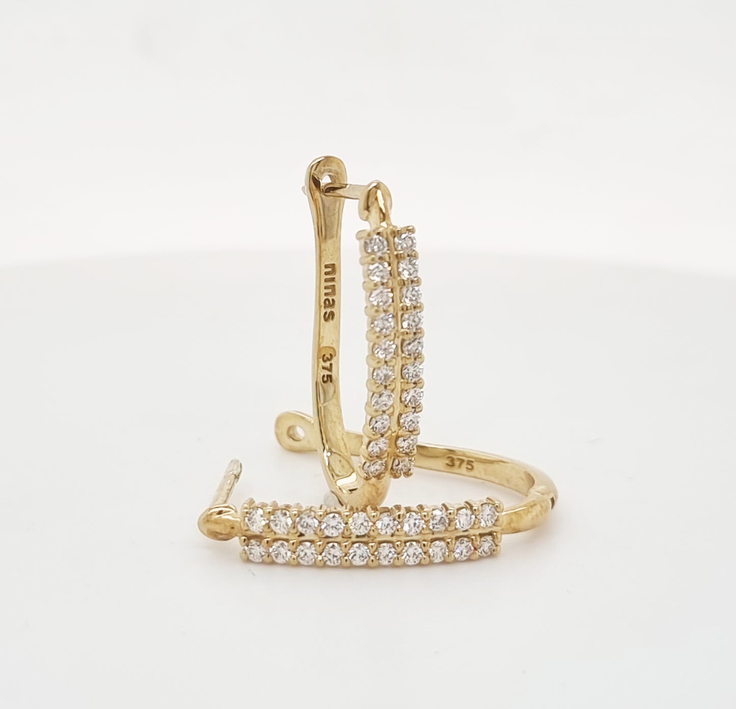 9ct Yellow Gold Diamond Hoop Earrings